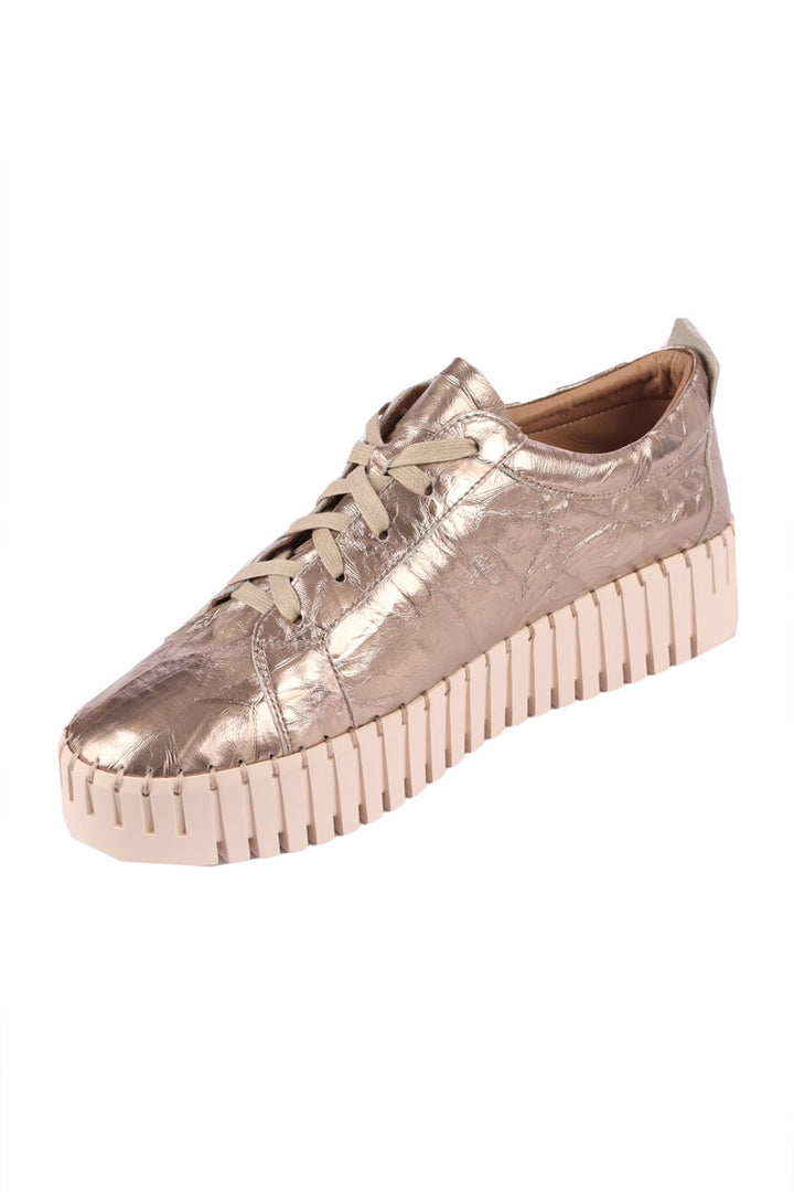 Bump Shine Leather Sneaker in Champagne