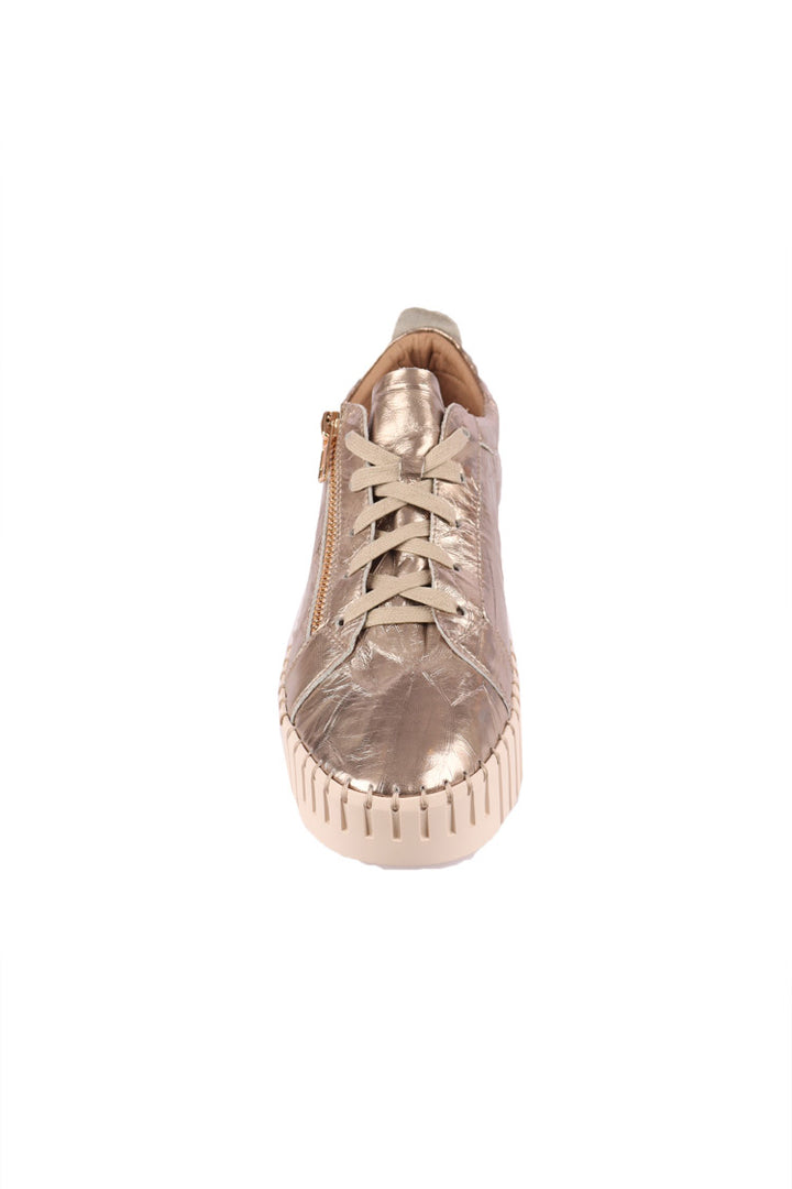 Bump Shine Leather Sneaker in Champagne