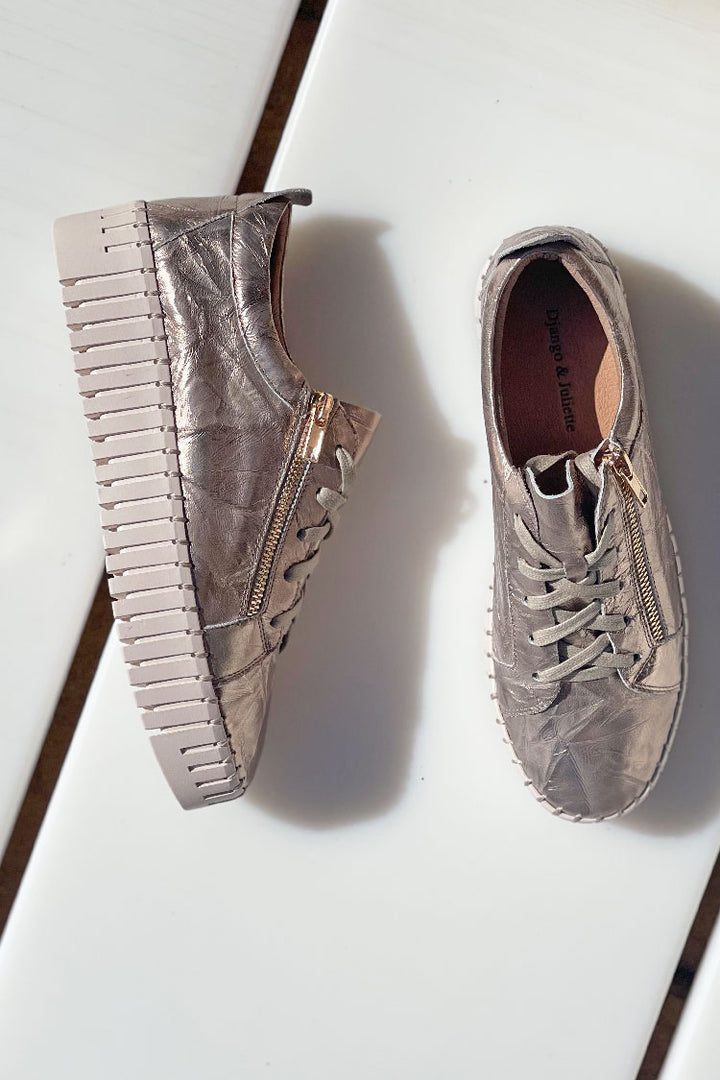 Bump Shine Leather Sneaker in Champagne