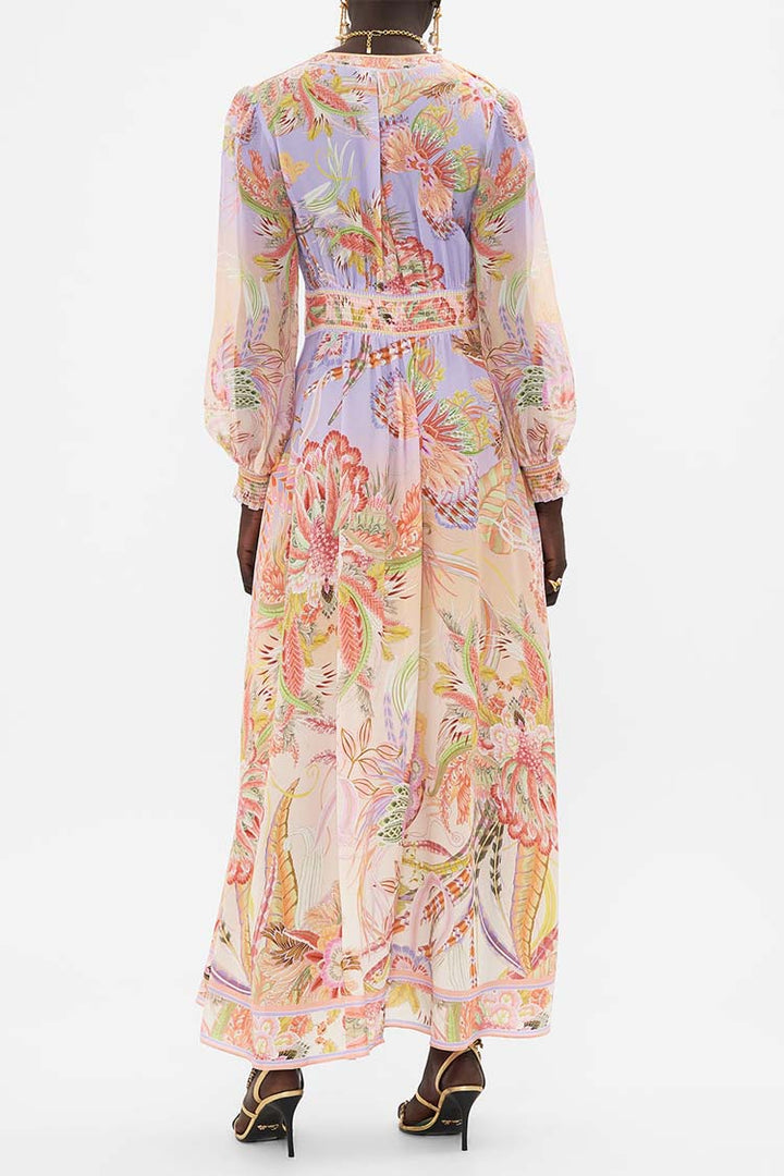 Button Dress w Shaped Waistband in Cosmic Tuscan