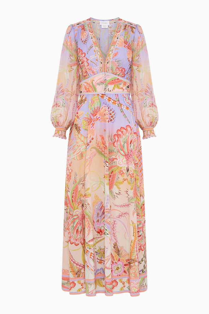 Button Dress w Shaped Waistband in Cosmic Tuscan