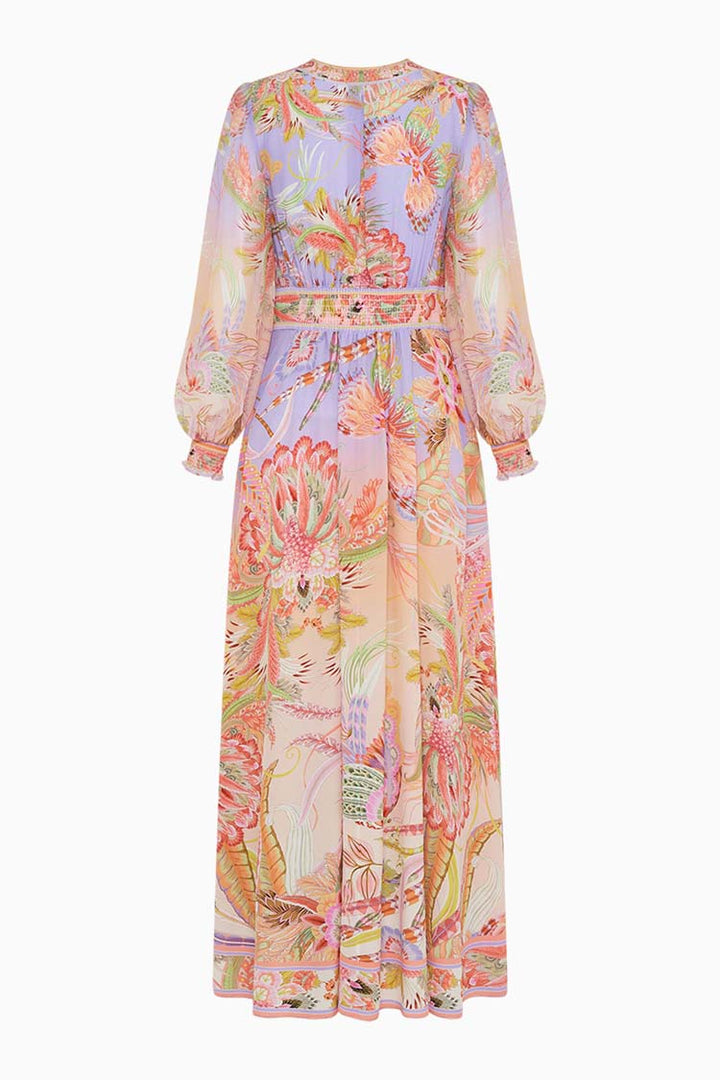 Button Dress w Shaped Waistband in Cosmic Tuscan
