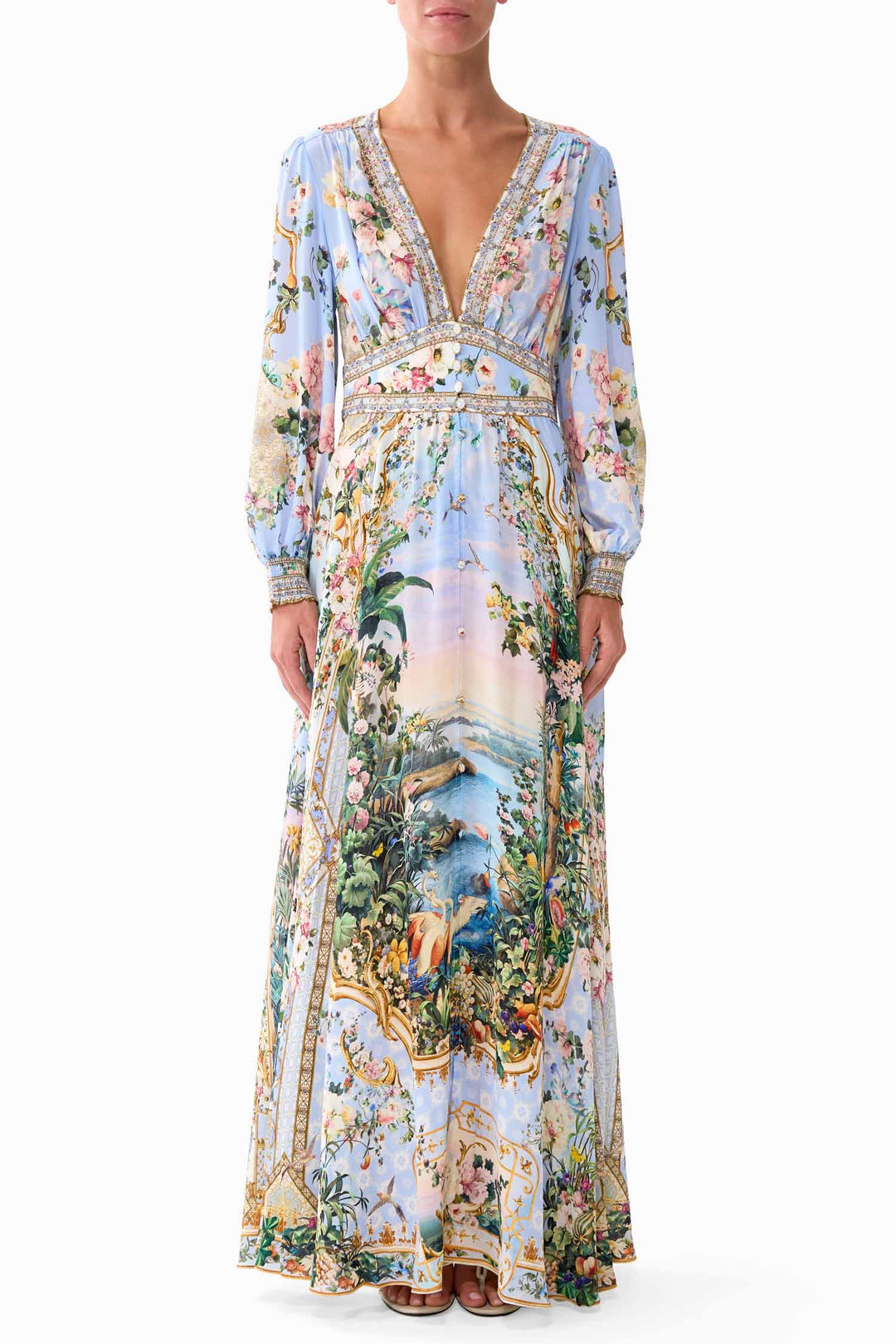Button Dress with Shaped Waistband in Sisi Society