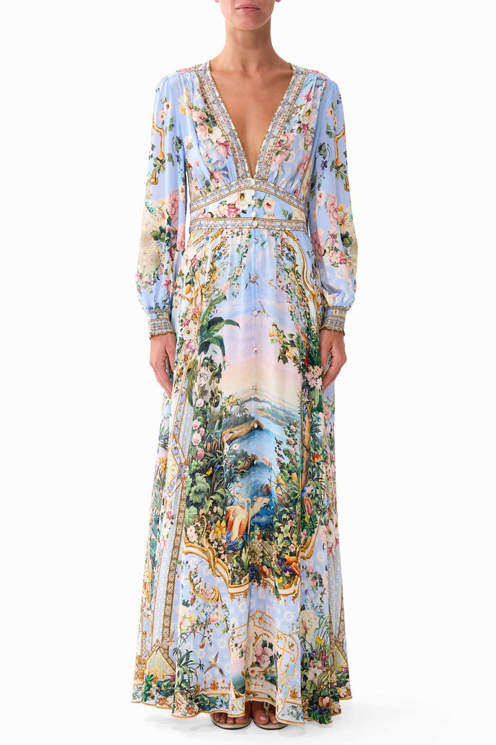 Button Dress with Shaped Waistband in Sisi Society