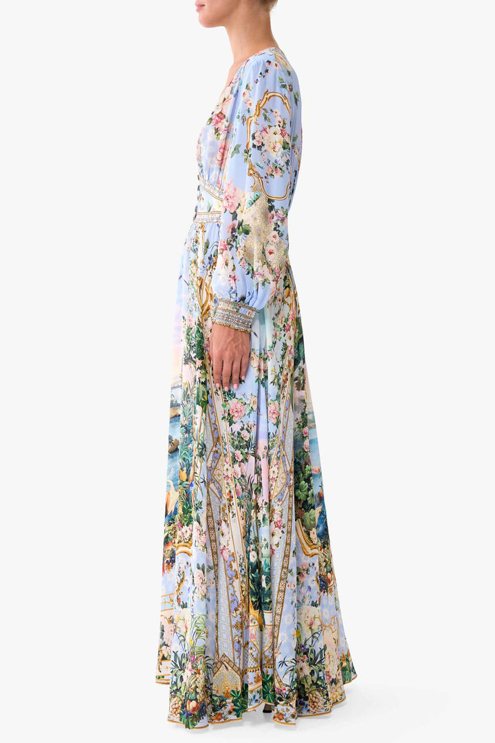 Button Dress with Shaped Waistband in Sisi Society