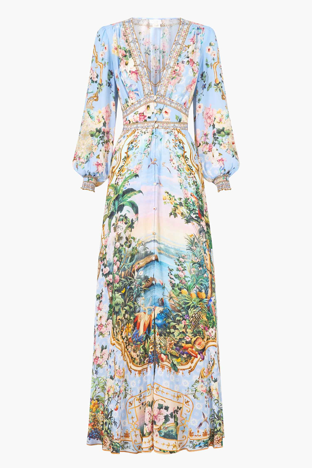 Button Dress with Shaped Waistband in Sisi Society