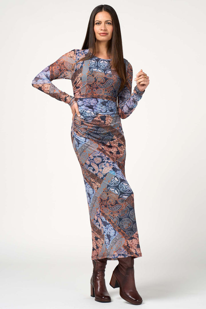 Byzantium Mesh Dress in Indigo
