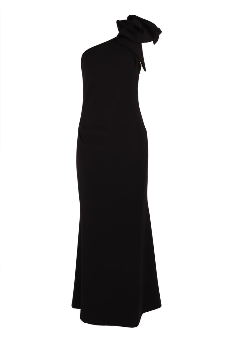 Caddy Long Frill Dress in Black