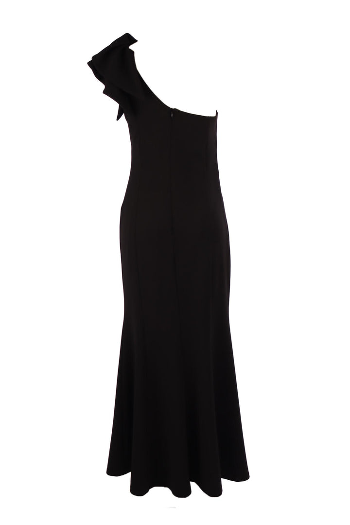 Caddy Long Frill Dress in Black