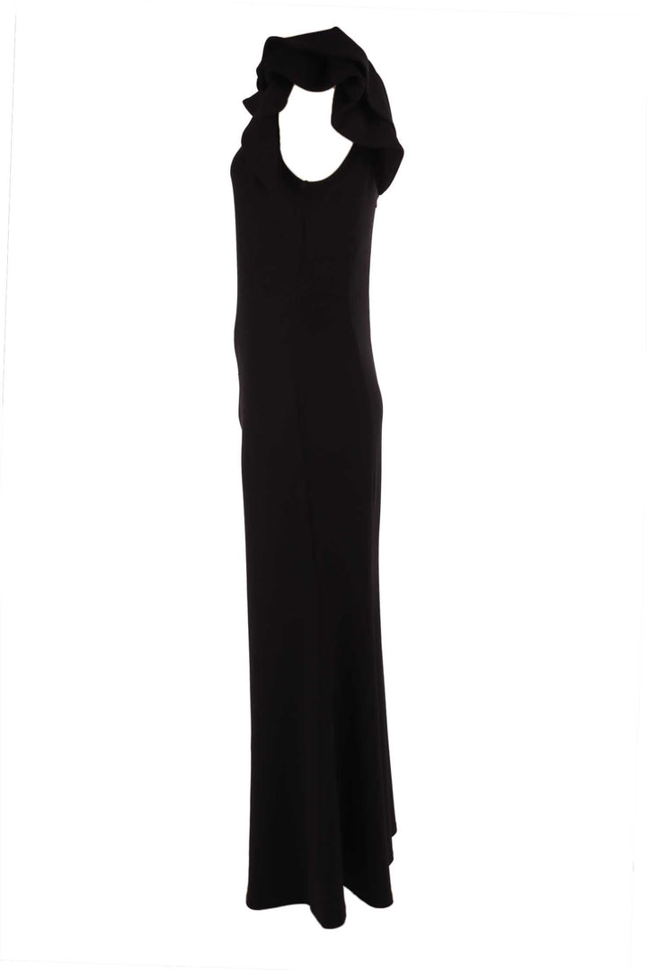 Caddy Long Frill Dress in Black