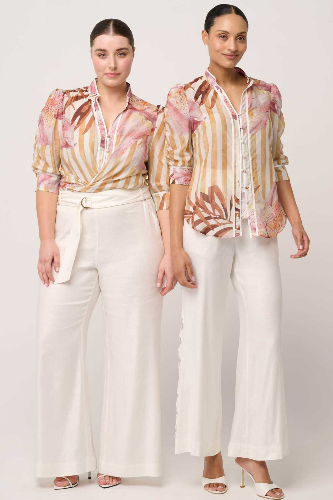 Calantha Ruched Sleeve Shirt in Golden Promenade