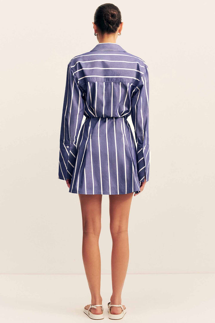 Cambridge Shirt Mini Dress in Chambray Blanc