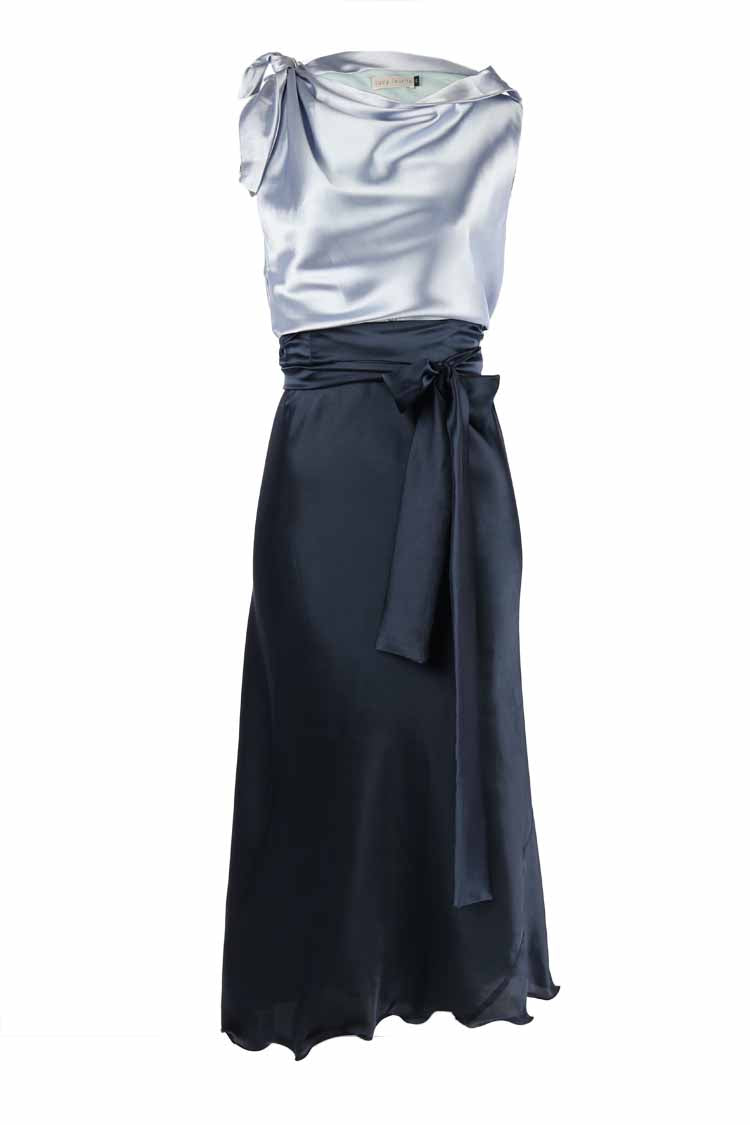 Camilla Two-Tone Midi Dress in Powder / Navy