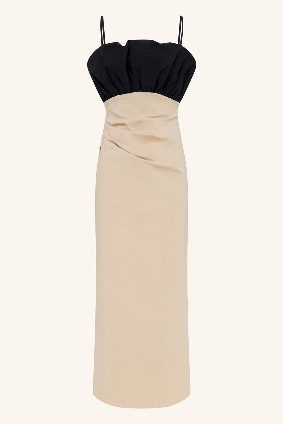 Campbell Bubble Bodice Midi Dress in Oat Milk