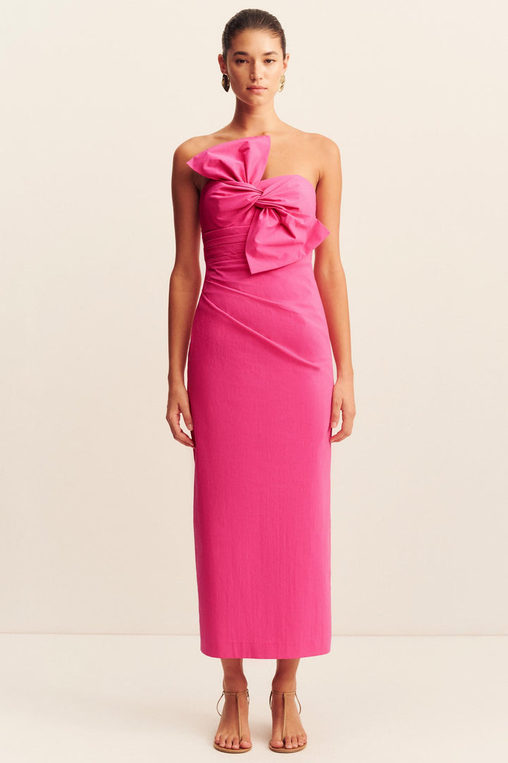 Campbell Knot Midi Dress in Vivid Pink