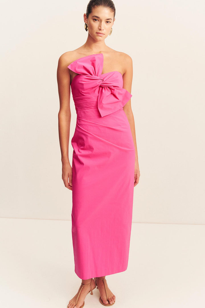 Campbell Knot Midi Dress in Vivid Pink