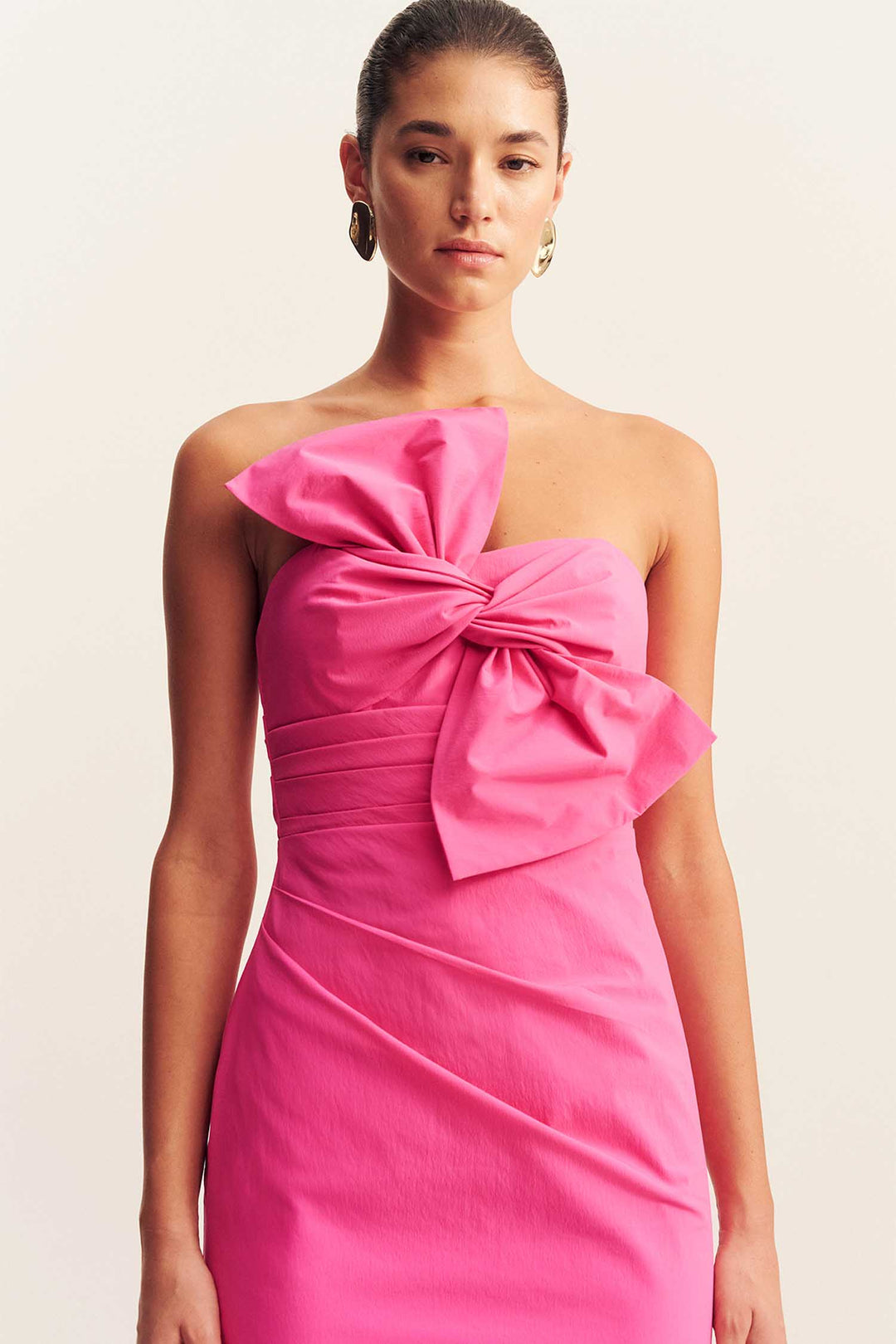 Campbell Knot Midi Dress in Vivid Pink