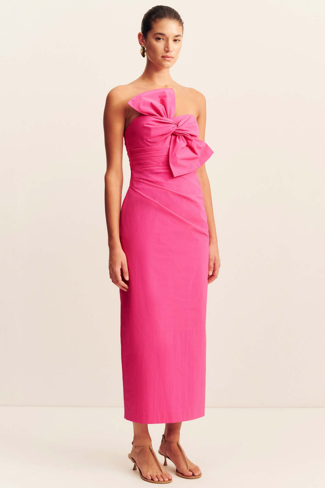 Campbell Knot Midi Dress in Vivid Pink