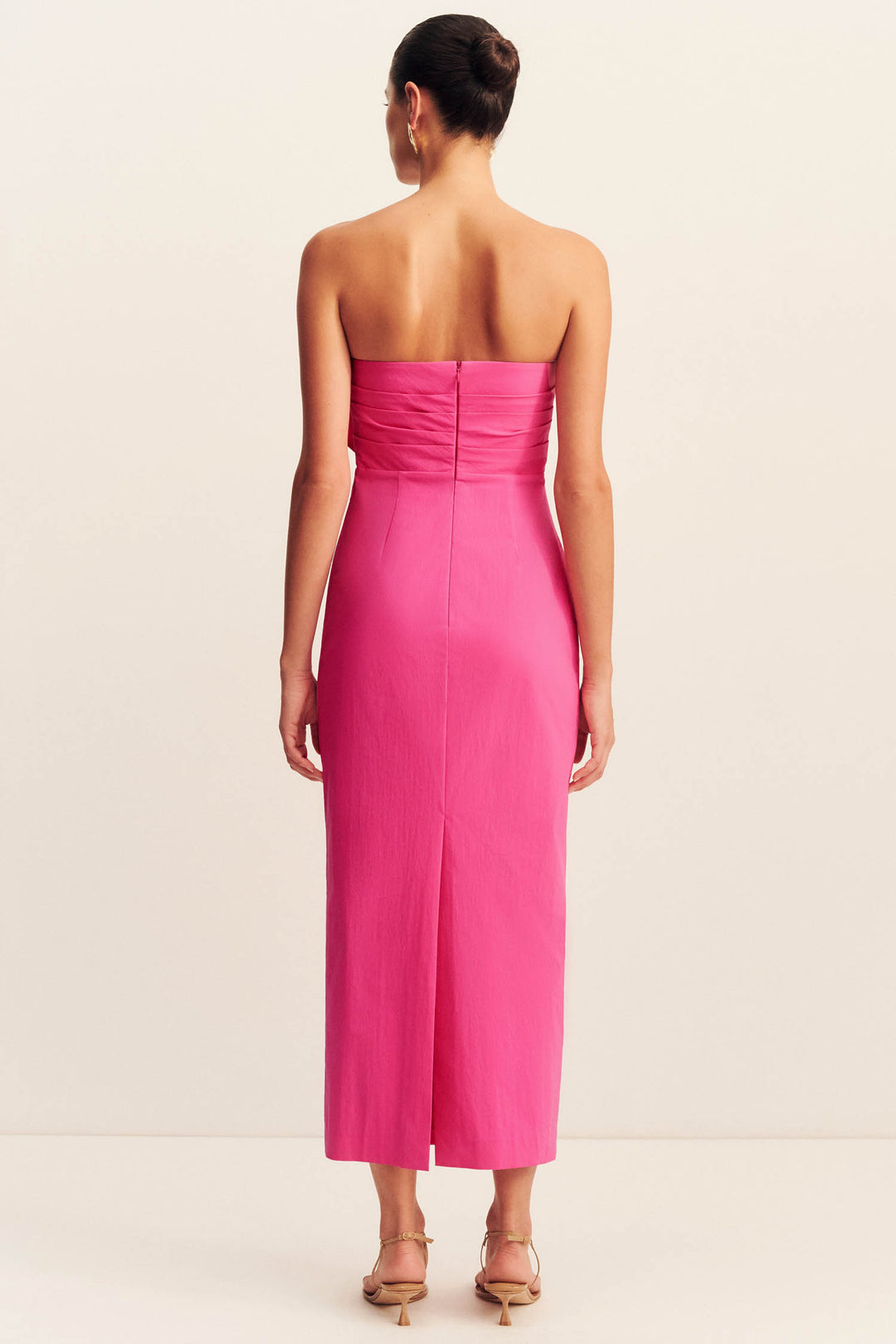 Campbell Knot Midi Dress in Vivid Pink