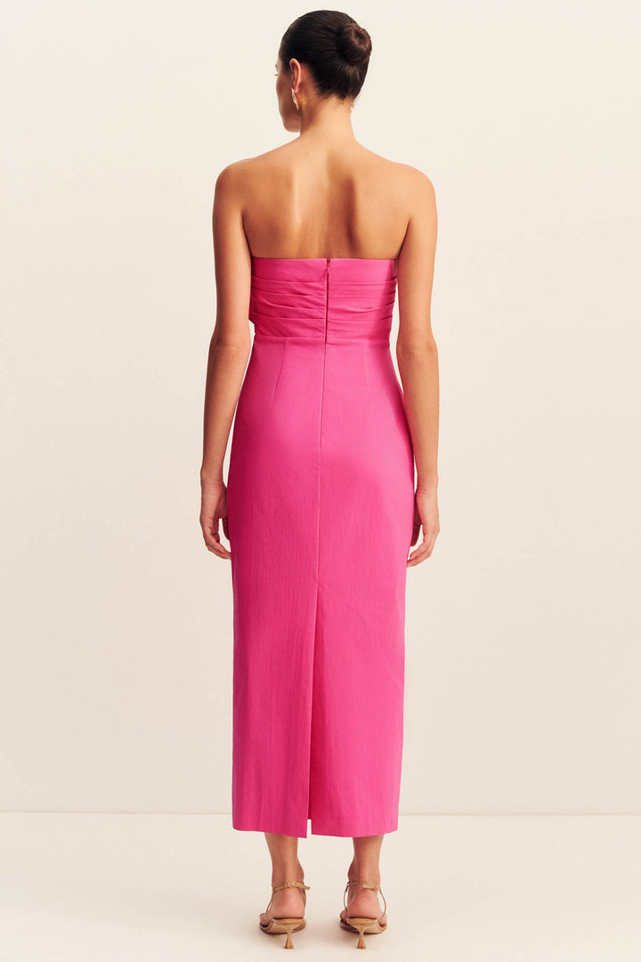 Campbell Knot Midi Dress in Vivid Pink