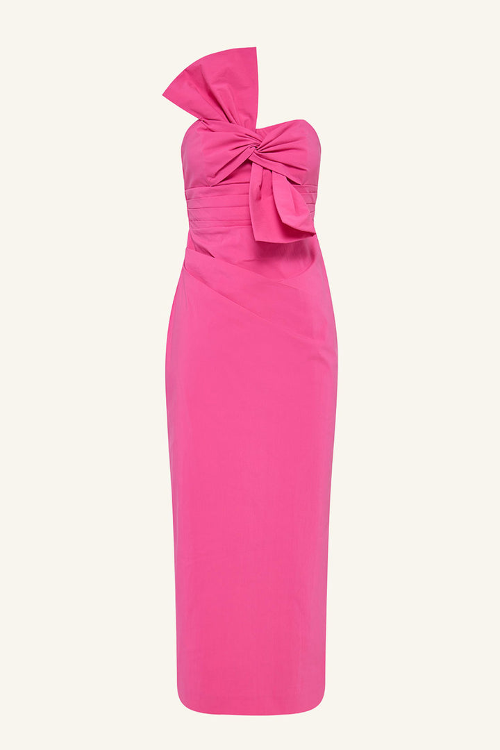 Campbell Knot Midi Dress in Vivid Pink