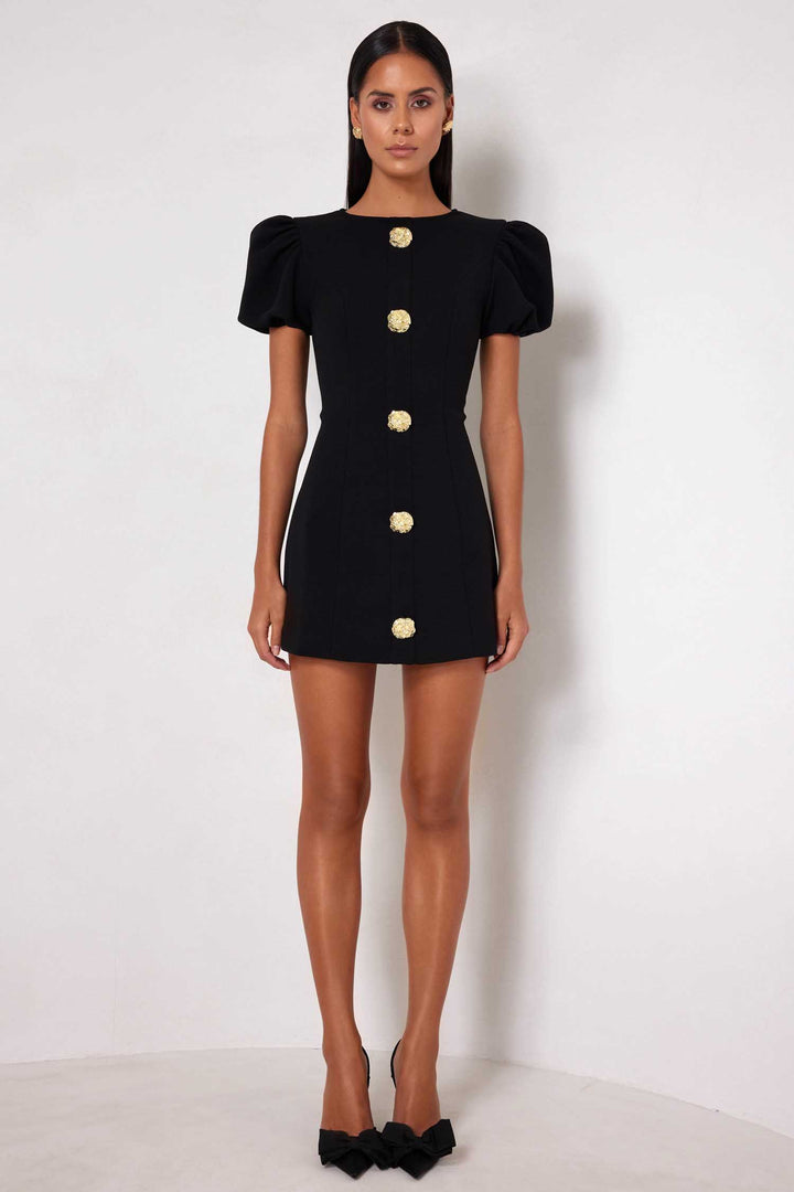 Candice Black Puff Sleeve Mini Dress