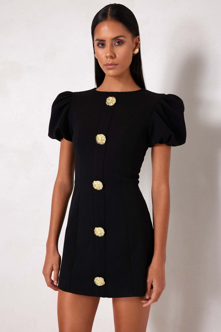 Candice Black Puff Sleeve Mini Dress
