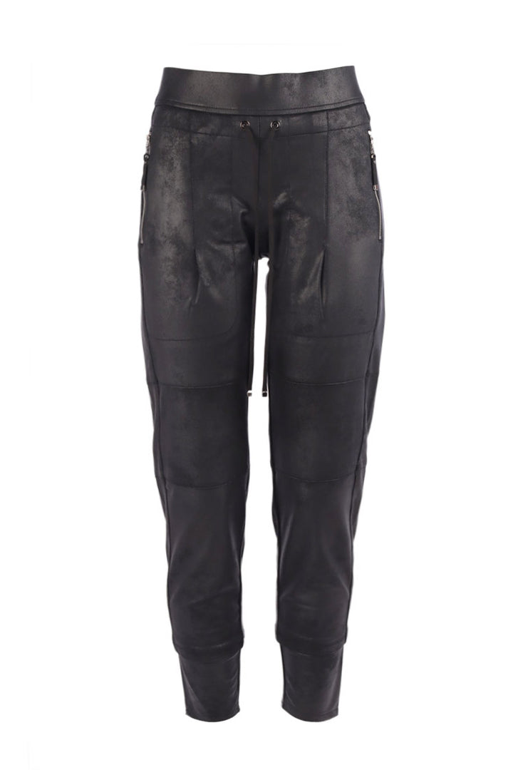 Candy Leather Effect Jogger in Black