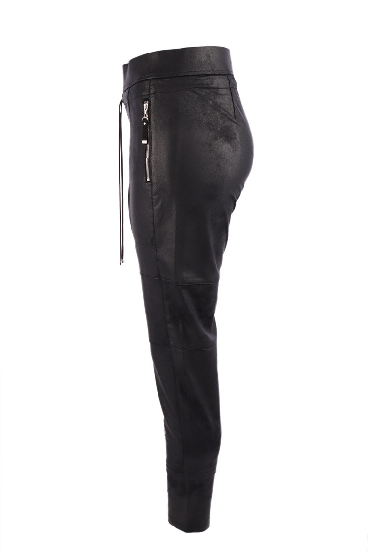 Candy Leather Effect Jogger in Black