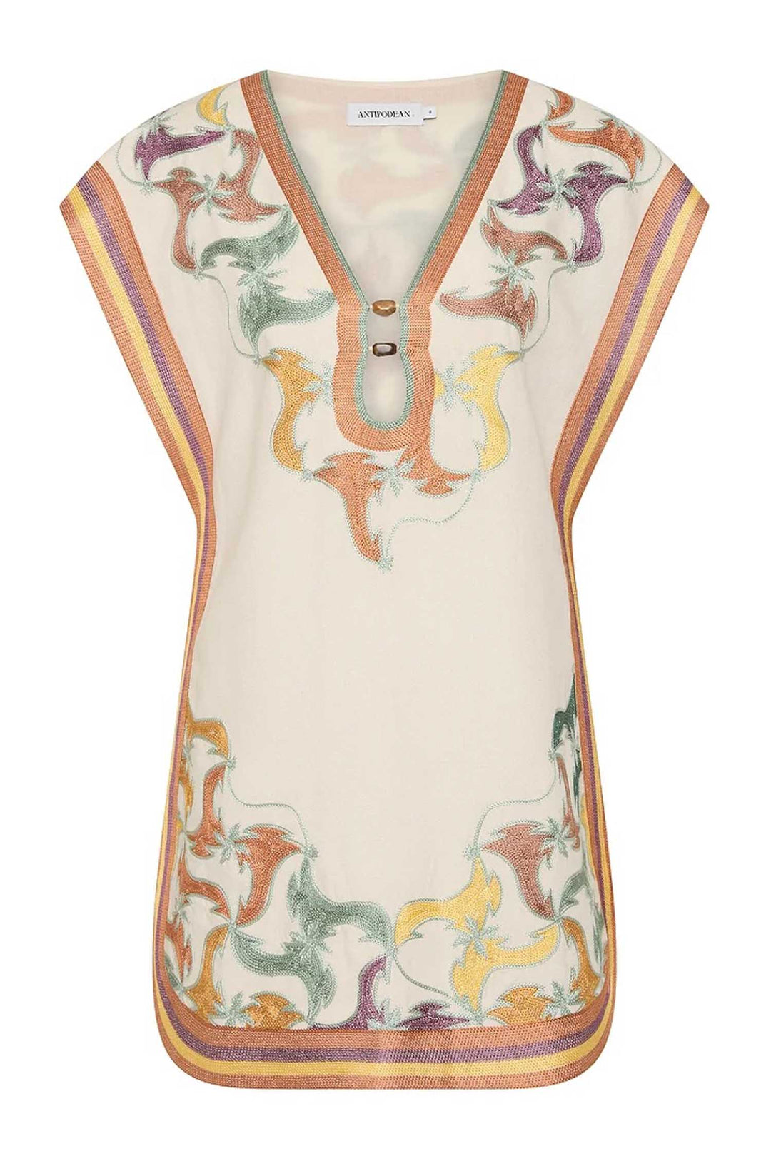 Cap Sleeve Shift Dress with Keyhole in Framed