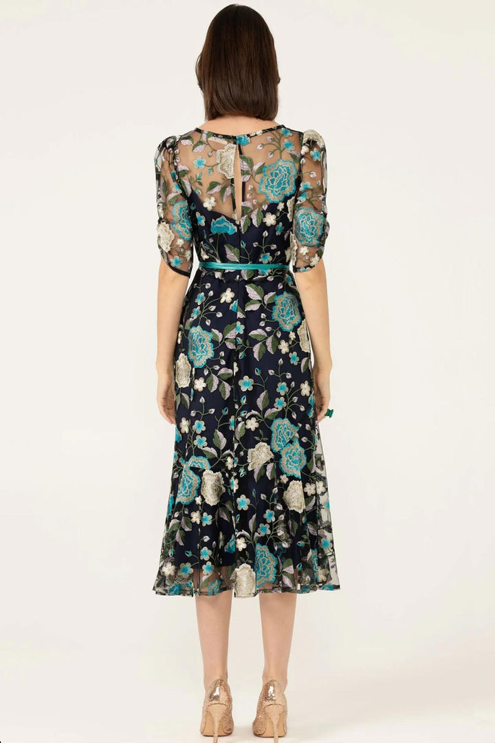 Cardelina Dress in Navy Aqua Lilac