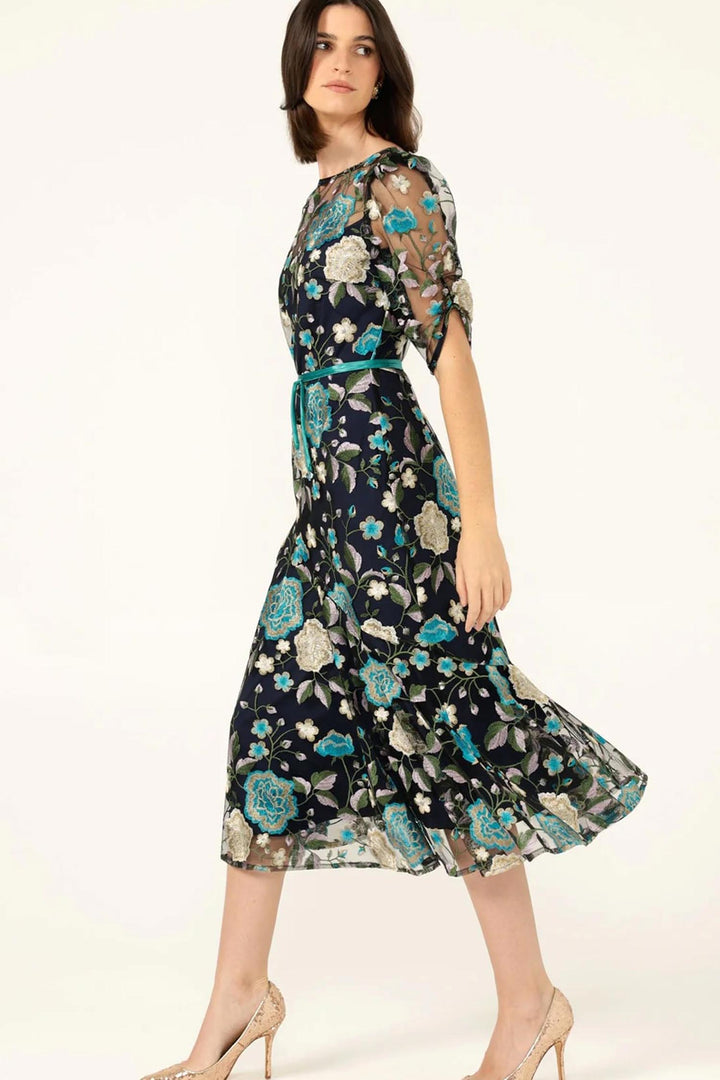 Cardelina Dress in Navy Aqua Lilac