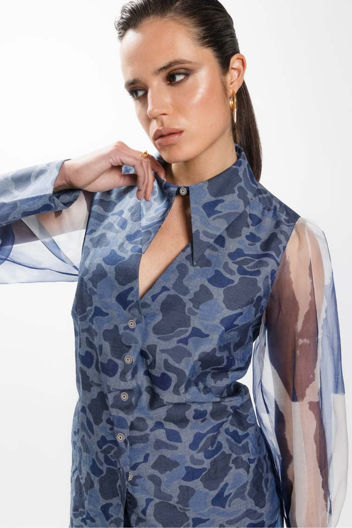 Cargo Shirt in Camo Blue | FINAL SALE