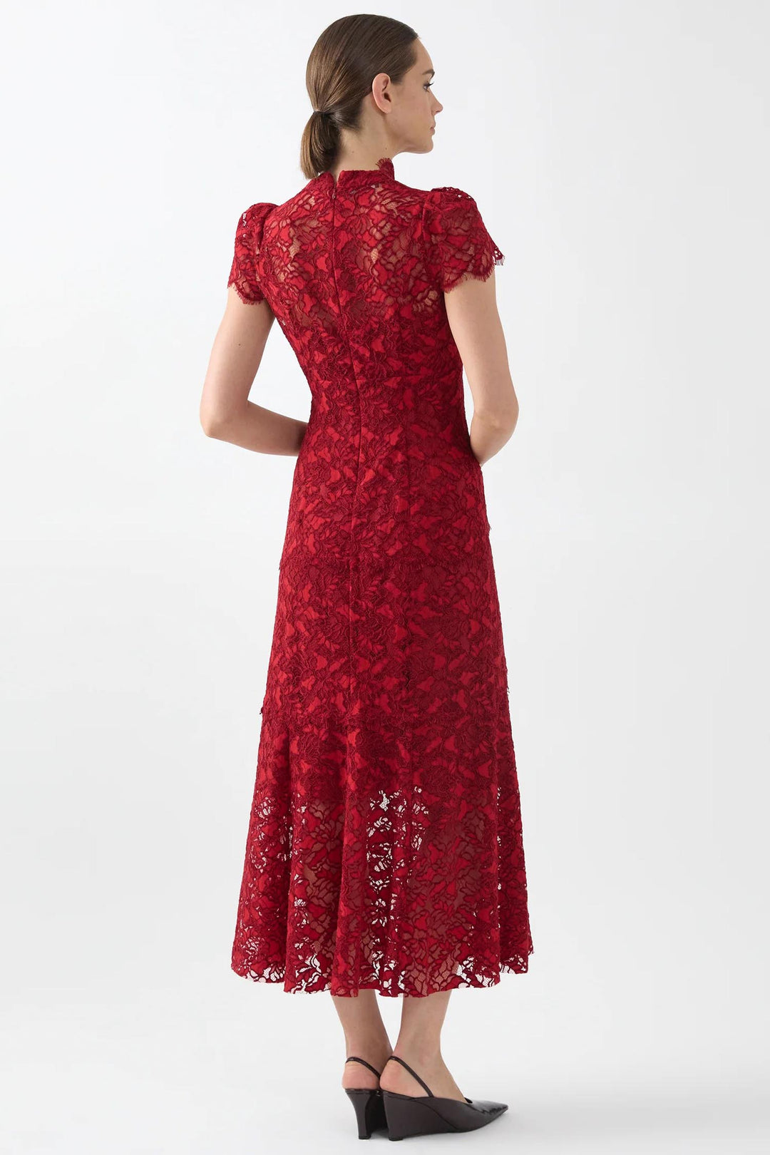 Carmen Midi Dress in Ruby