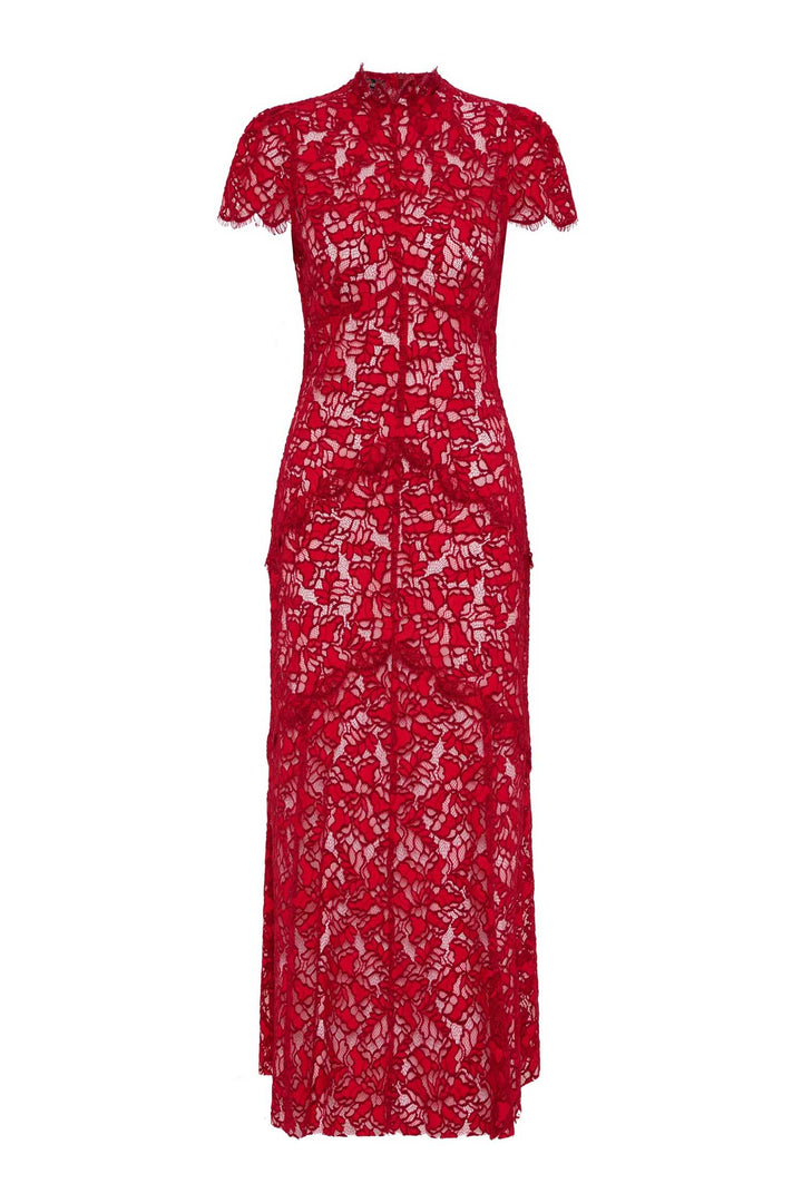 Carmen Midi Dress in Ruby