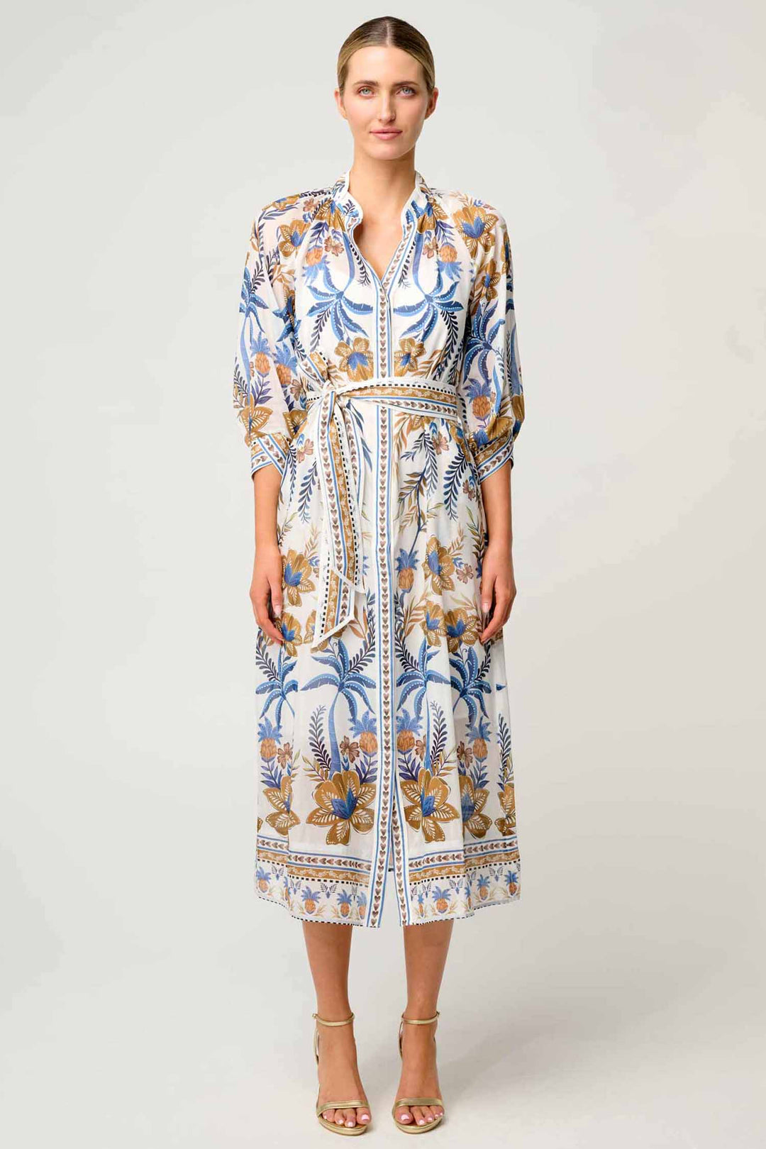 Carmen Placement Maxi Dress in Golden Medina