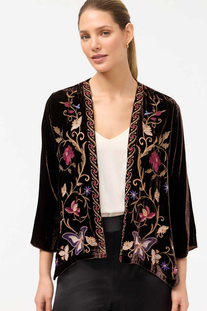 Carminia Velvet Bolero in Chocolate