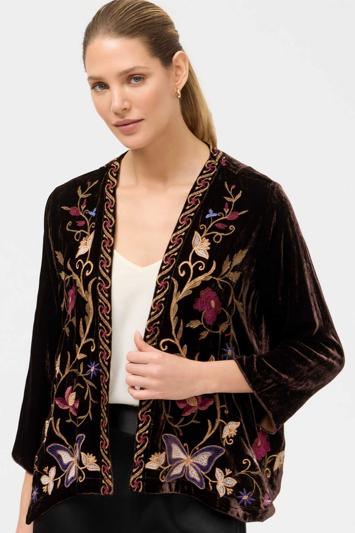 Carminia Velvet Bolero in Chocolate