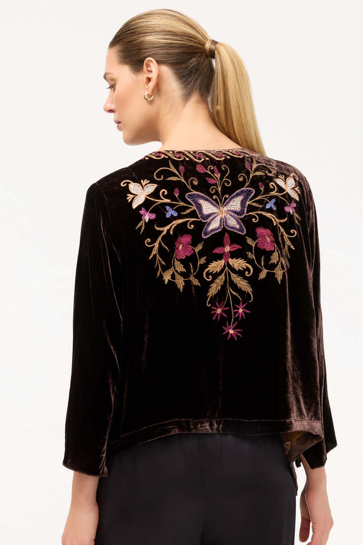 Carminia Velvet Bolero in Chocolate