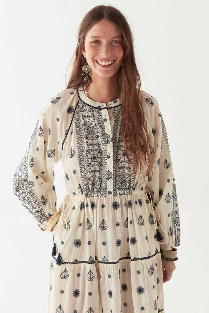 Caroline Sole Mio LS Dress in Off-White