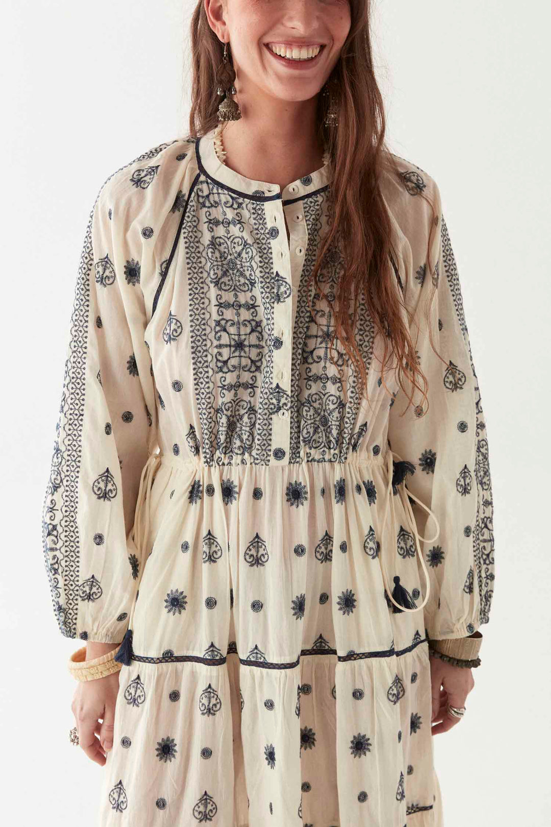 Caroline Sole Mio LS Dress in Off-White