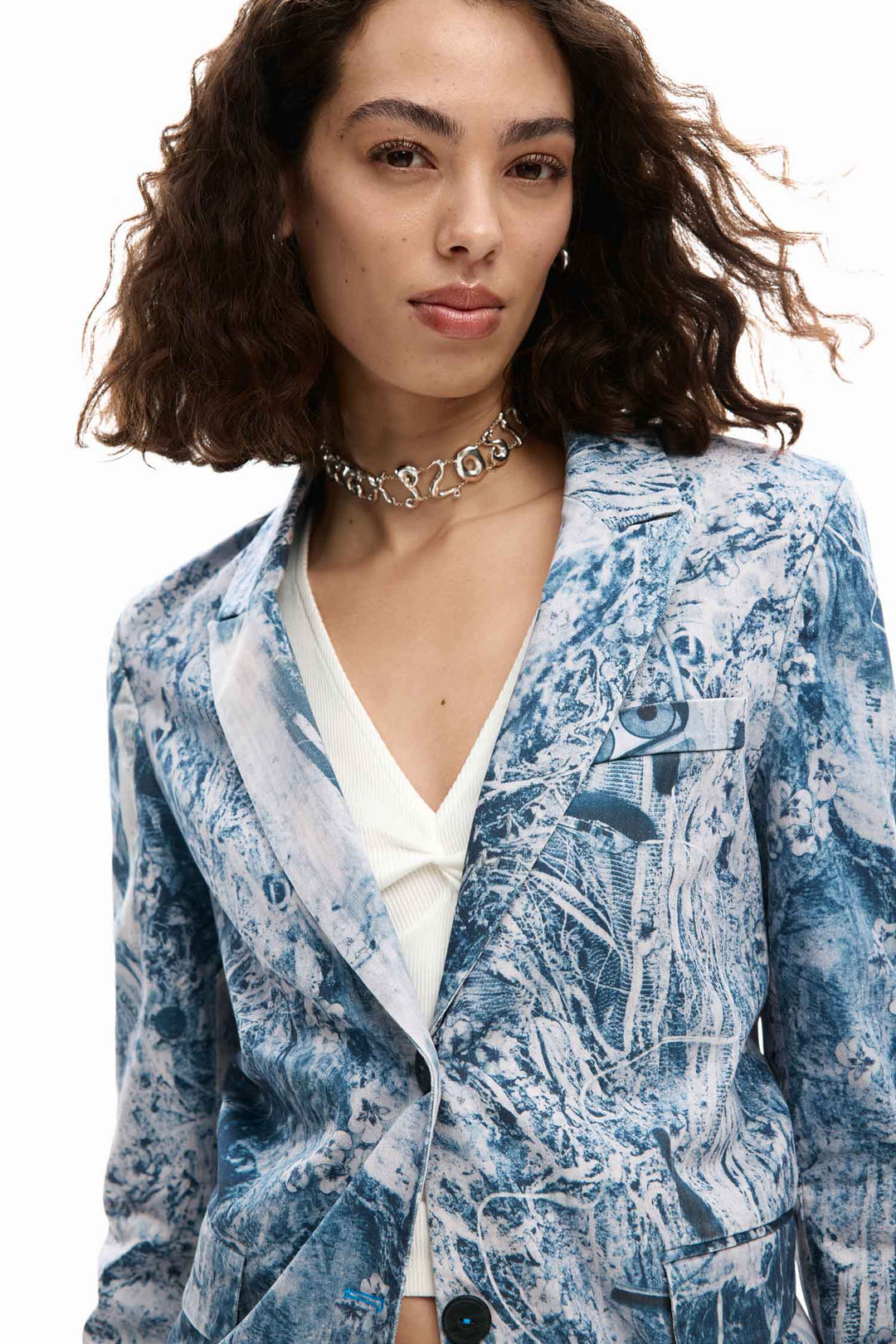 Cassi Blazer in Gris Azulado