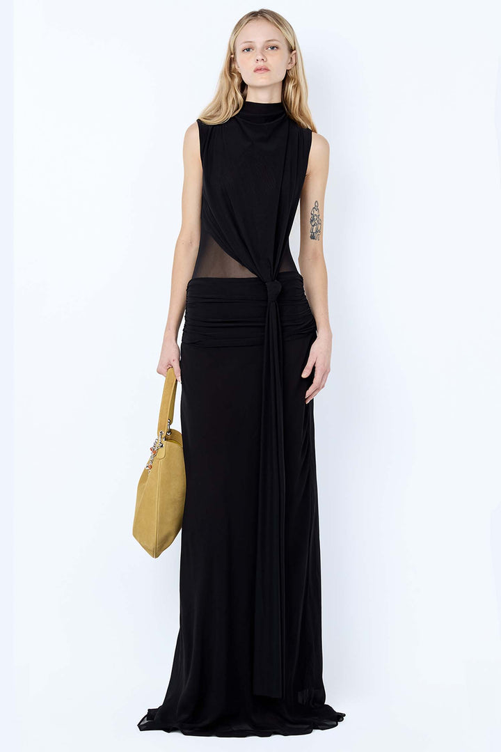 Cassis Knot Maxi Dress in Black