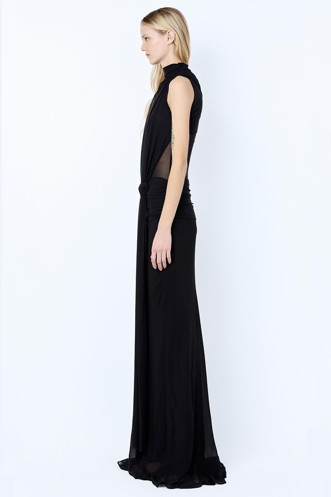 Cassis Knot Maxi Dress in Black