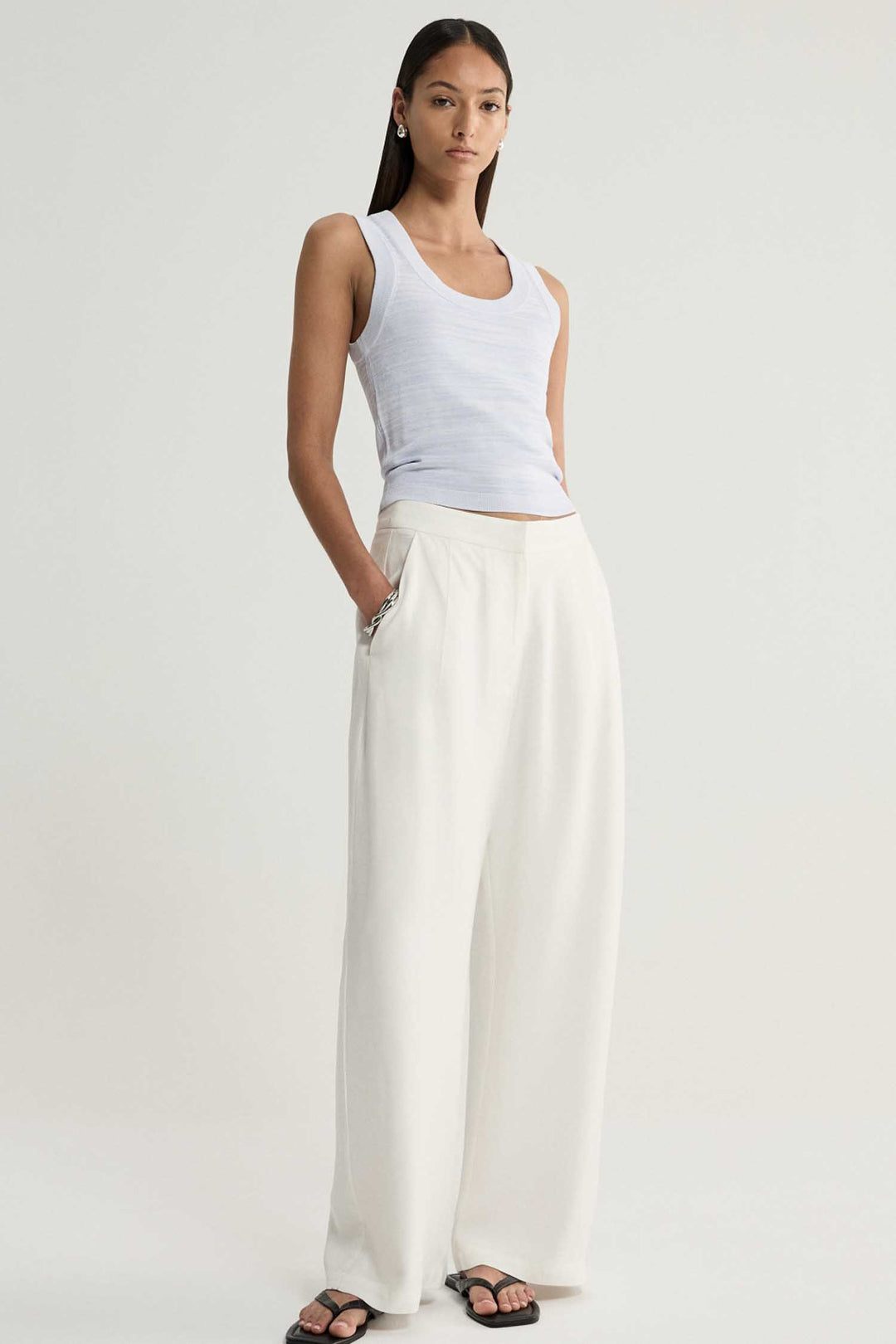 Celia Knit Top in Pale Blue Marle