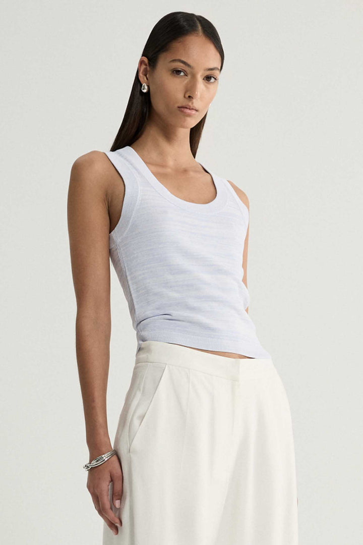 Celia Knit Top in Pale Blue Marle