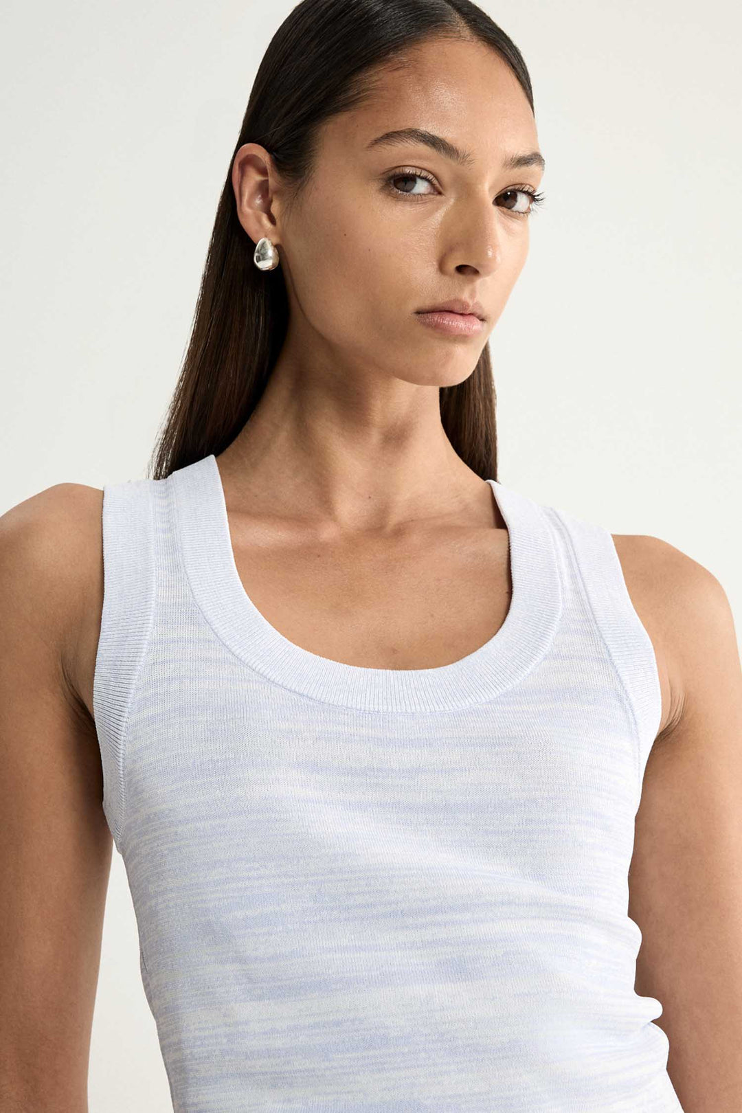 Celia Knit Top in Pale Blue Marle
