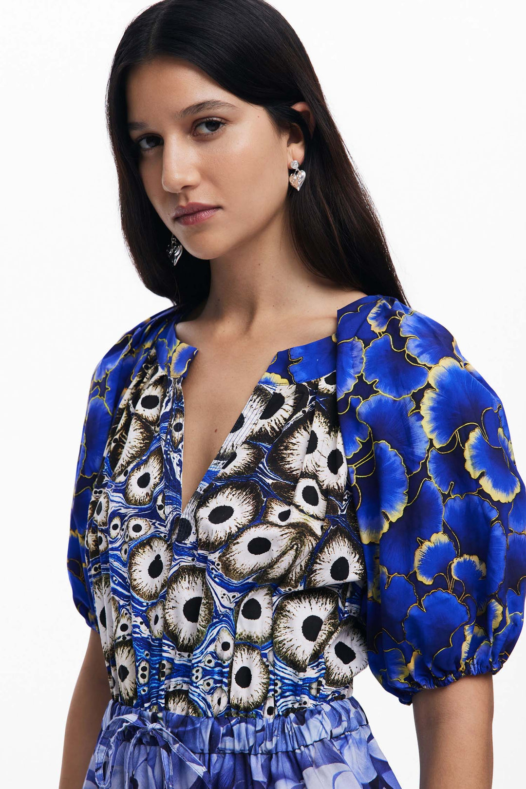 Cell Print Fluid Midi Dress