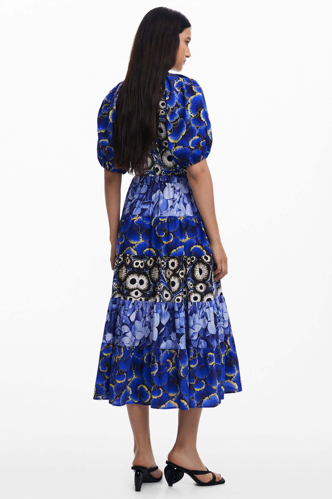 Cell Print Fluid Midi Dress