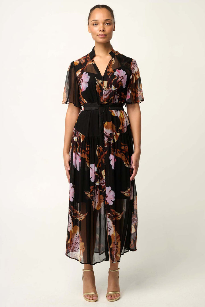 Ceres Sheer Chiffon Dress in Sunset Orchid